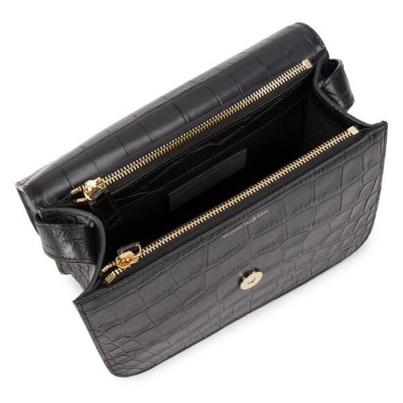 Alexander McQueen Croc Embossed leather Skull Crossbody Bag - Picture 2 of 16